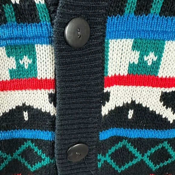 Vintage 70s Sasson Fair Isle V Neck Cardigan Sweater Oo La La Small Retro - Picture 11 of 15